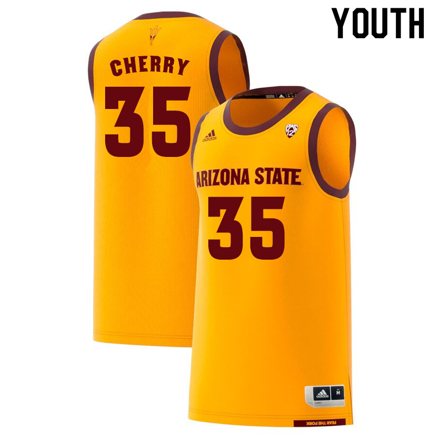 Youth #35 Taeshon Cherry Arizona State Sun Devils College Basketball Jerseys Sale-Gold